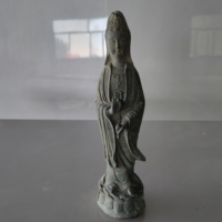 Statue de bouddha en laiton antique fait à la main noir assis Lotus Base Sculpture élégant métal artisanat déclaration pièces pour