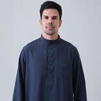 Nouvelle Robe Traditionnelle Arabe Musulmane pour Hommes à Col Montant, Coupe Ample, Vêtements de Haute Qualité en Gros, Nouveaux Styles Tendance