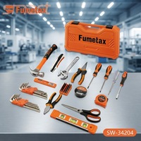 FUMETAX Kit d'outils 42 pièces : Clés hexagonales, pinces, marteau, tournevis, mètre ruban, niveau et embouts