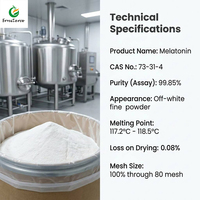 Poudre de mélatonine de haute pureté CAS 73-31-4, qualité alimentaire, matière première en vrac pour la fabrication de capsules et de comprimés
