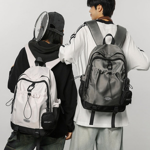 Student <b>Backpack</b> <b>Large</b> Capacity 16 Inch Laptop Bag For School Education Unisex Black White Gray Solid Color DX8819 - Product Image 1