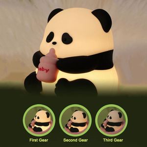 Lámpara Nocturna Infantil Creativa con Diseño de Panda, Moderna, LED, Portátil, Recargable por USB, de Silicona, para Dormitorio, Guardería y Hogar - Product Image 5