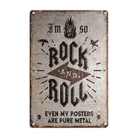 Rock And Roll dinle müzik piyano kitap okumak Retro Poster Vintage dekor duvar Metal plaka teneke işareti Bar pub Cafe konser