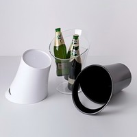 FSE 4L Seau à glace Bar Bière Champagne Seau à glace Bac à boisson en plastique transparent avec poignée