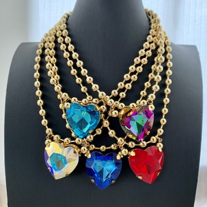 TK-C524 Y2K gökkuşağı Büyük Kalp Kristal Kolye Top Zincirli Gerdanlık Çok Satan Trendy Kolyeler Güzel Parti Takısı - Product Image 1
