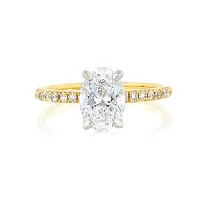 Anillo de Compromiso para Mujer, Diseño Solitario Ovalado Pulido, Oro Sólido Real de 18K, Diamante Cultivado en Laboratorio de 2 Quilates - Product Image 3