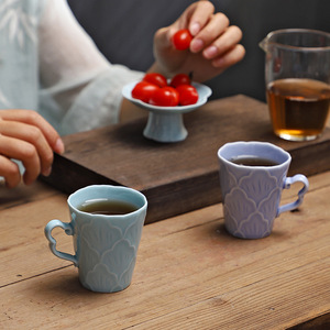 Tasse à eau en céramique en forme de pétale, couleur unie, réutilisable, pour café, usage domestique - Product Image 3