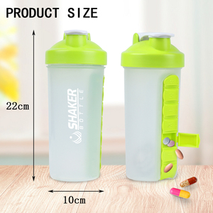 B30-0083 Amz Vente Chaude 2023 LOGO Personnalisé 600ml Protéine En Plastique Bouteille D'eau Portable Avec 7 Jours Pilulier Stockages - Product Image 2