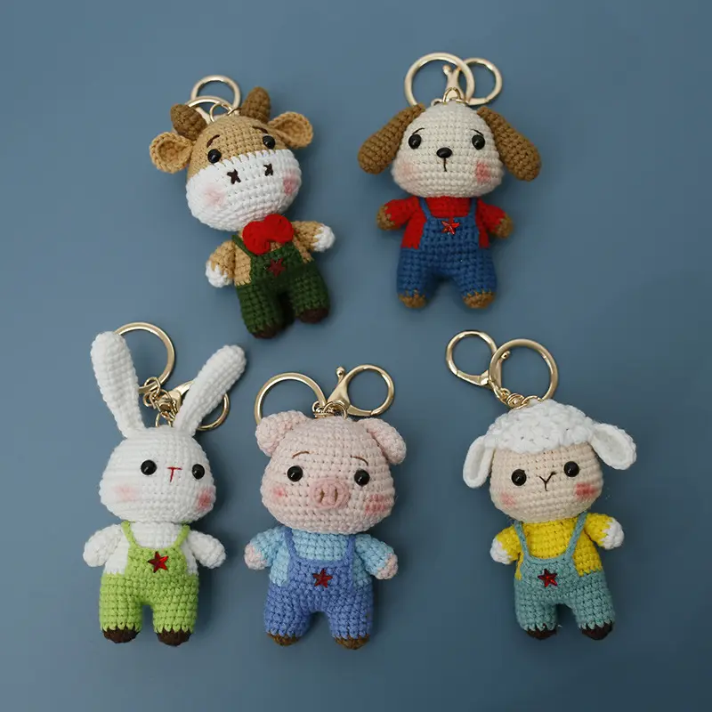 Rajutan tangan Amigurumi Crochet Mini boneka hewan gantungan kunci buatan tangan Mini Crochet hewan gantungan kunci