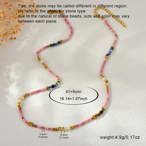 Ensemble de bijoux de mode en pierre rose à la mode bohème quotidien avec perles colorées - Product Image 4