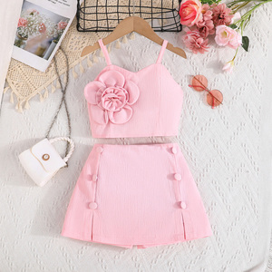 Conjuntos de Ropa de Verano Elegantes y Lindos para Niñas, Dos Piezas, Transpirables, con Flores, para Fiestas, de 6 Meses a 5 Años - Product Image 5