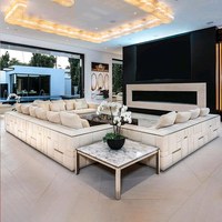 Ensemble de canapés en cuir mat de style italien mi-siècle, design en ligne droite, pour salon haut de gamme