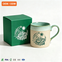 Tasse à café en céramique réactive à motif tortue marine, avec boîte couleur, en porcelaine, pour lait, personnalisable OEM ODM