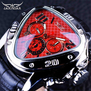 Jaragar Sport Racing Design geometrico triangolo pilota orologio da uomo meccanico in vera pelle orologio da polso automatico di lusso delle migliori marche - Product Image 2