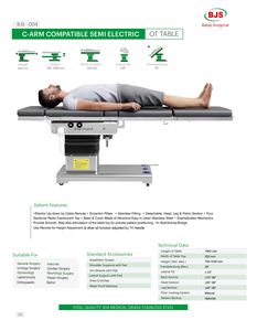 Table OT semi-électrique compatible C-Arm de qualité standard avec table d'opération de qualité médicale en acier 304 - Product Image 2