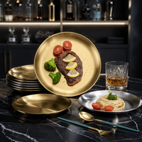 Plat de service empilable en acier inoxydable 304 épaissi, poli or et argent, pour barbecue coréen, écologique et durable, idéal pour le camping