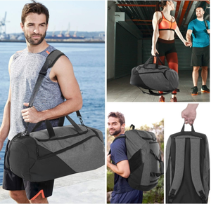 Bolsa de viaje de gimnasio gris grande de 47L para hombres y mujeres, bolsa de lona deportiva con compartimento húmedo para zapatos, mochila de transporte de fin de semana, entrenamiento físico - Product Image 6