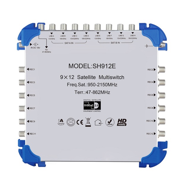 Hot Customized Digital HD 9X8 9X12 9X16 9X20 9X24 9X32 9 Input 12 16 20 24 32 Output LNB Satellite Multiswitch EU