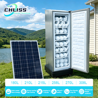 Congélateur vertical solaire 198L hors réseau, 11 niveaux, 24V CC, machine à glaçons à congélation rapide pour zones rurales