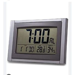 <b>Digital</b> Wall <b>Clock</b> With Temperature And Humidity Display 7 Inch Led Alarm <b>Clock</b> For Home Office Use - Product Image 1
