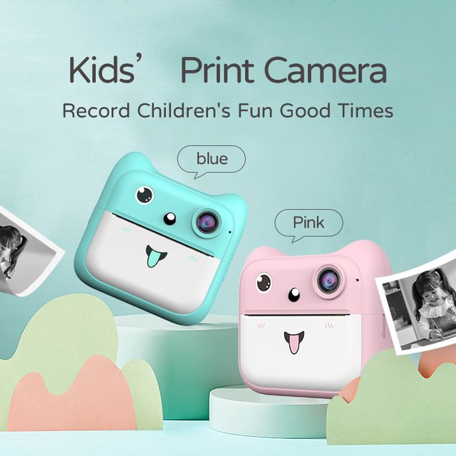 Children Digital Instant Print Camera Toddler Printer Toys 2.4-inch IPS HD Screen 1300mAh Battery Thermal Paper Lanyard Included