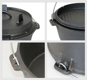 Casserole de camping antiadhésive pré-assaisonnée 2025, <span class=keywords><strong>25</strong></span> <span class=keywords><strong>cm</strong></span>, <span class=keywords><strong>en</strong></span> <span class=keywords><strong>fonte</strong></span>, avec couvercle - Product Image 4