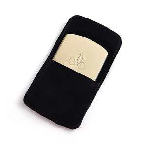 Square Shape Engraved Laser Gold Plated Dual Side Makeup <b>Mirror</b> with Velvet Pouch - Product Image 5