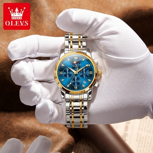 Reloj de Pulsera OLEVS 3655 OEM de Lujo con Logotipo Personalizado, Deportivo, Luminoso, para Hombre, con Fase Lunar Dorada, de Acero Inoxidable, Clásico, de Cuarzo - Product Image 4