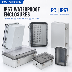 IP67 Waterproof PC Junction Box with Clear Gray <b>Cover</b> 304 SS Clasps IK08 Impact Resistant Enclosure Outdoor Electrical Enclosure - Product Image 1