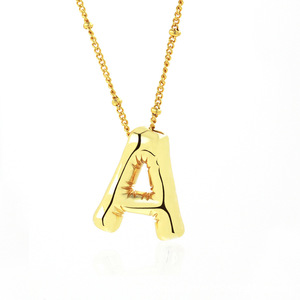 Collar con Colgante de Letra Inicial de Globo, Chapado en Oro de 18K sobre Cobre, Joyería Delicada para Mujeres y Niñas, Regalo - Product Image 6