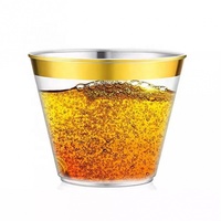 Gobelets jetables pour boissons froides de 9 oz, gobelets en plastique à bord argenté pour les fêtes, paquet de 100 pièces, sans BPA