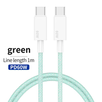 Kabel Data pengisian daya cepat, kabel Data isi daya cepat, sama dengan 1 M Nylon Braid Tipe C ke Tipe C PD 60W, Kompatibel IOS Android