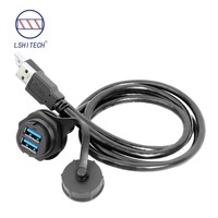 Câble d'extension USB 3.0 Lshitech 1,5-4m à montage sur panneau, adaptateur de montage encastré pour connecteur étanche de câble électrique