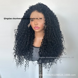Peluca de <span class=keywords><strong>Cabello</strong></span> Sintético Negro con Encaje Frontal, Rizado <span class=keywords><strong>Corto</strong></span>, Estilo Afro Kinky, Alta Simulación Natural, para Comercio Exterior - Product Image 2