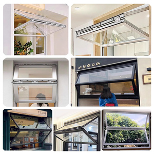 <span class=keywords><strong>Alucasa</strong></span> Marco de aluminio Diseño de vidrio Puerta y ventana plegable vertical Push up Ventana plegable para tiendas - Product Image 5