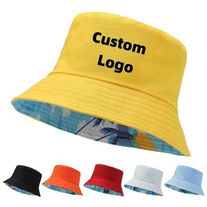 Custom Logo Embroidery <strong>Bucket</strong> <strong>Hats</strong> Double Sided Reversible Print Fisherman <strong>Hat</strong> Unisex Outdoor Panama Bob Hiking Sun Cap Gorras - Product Image 1