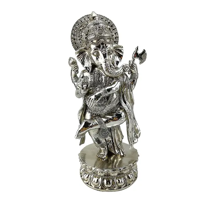 Estatua de Buda de plata de primera ley, estatua de Ganesha india, decoración del hogar