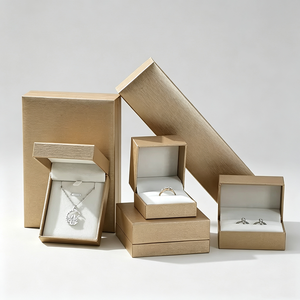 Premium Gold Shop Packaging Rigid Jewelry <strong>Box</strong> Set Gold Metallic Finish Satin Lined Necklace <strong>Ring</strong> Earring Boxes for Boutique Gift - Product Image 1