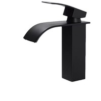 Robinet de lavabo cascade carré à bec plat, en acier inoxydable électroplaqué de luxe, avec cartouche céramique, à poser sur le comptoir, pour salle de bain