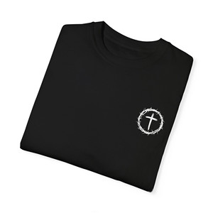 T-shirt tinta in abbigliamento Unisex con fede coraggiosa Deut. 31:6 corona di spine croce - Product Image 2