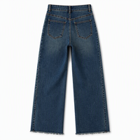 Jean taille haute à ourlet effiloché et jambe large pour femme, pantalon en denim ample et très extensible, vente en gros usine