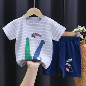 RTS – ensemble de vêtements d'été de haute qualité pour bébé, t-shirts pour enfants, costume en coton pour garçon, t-shirt à manches courtes personnalisé avec pantalon pour enfants - Product Image 3