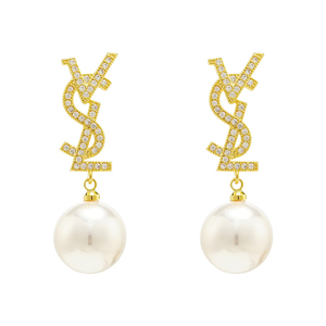 Boucles d'oreilles pendantes en perles plaquées or 18 carats avec cristaux, style coréen, <span class=keywords><strong>marque</strong></span> VSL, pour femmes - Product Image 1