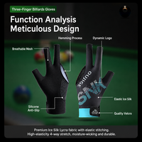 Gants de billard universitaires à 3 doigts en Spandex, antidérapants et respirants pour la compétition et l'entraînement en équipe