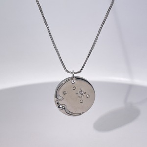 Collier pendentif en argent sterling 925 Tianyu Gemstone, soleil et lune sculptés, pendentif rond simple pour femmes, ciel étoilé, bijoux tendance - Product Image 1