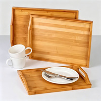 Ensemble de 3 plateaux de service en bambou écologiques, rectangulaires, durables, en bois, pour le café, les fruits, la vaisselle