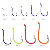 Hameçon de pêche en acier à haute teneur en carbone, à tube bleu, à bouche coudée, à dents barbelées, pour ligne enroulée, groupes de pêche, pêche en mer, 1/0 - 6/0
