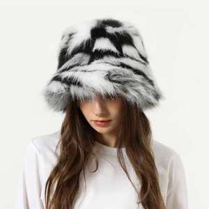 2023 Hot Sale Colorful Fuzzy Fisherman's <b>Hat</b> Fur Casual Fashion Ladies <b>Warm</b> Faux Fur Winter Bucket <b>Hat</b> for Women - Product Image 1