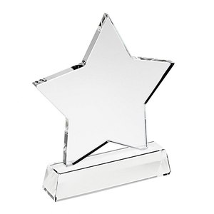 Trofeo stella di vetro Mm160 Base in metallo H 30 per omaggi fieristico o per accogliere gli ospiti - Product Image 1