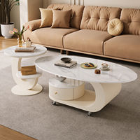 Table basse ovale moderne en métal de style crème italien, table à thé de luxe pour petit salon, mobilier de maison